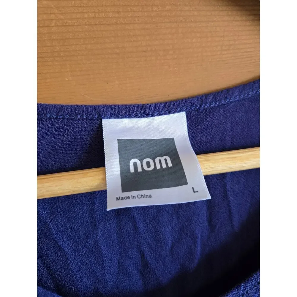 NOM Margot Dress Maternity Blue Midi Long Sleeve Nursing Friendly Large Flowy - Picture 3 of 4